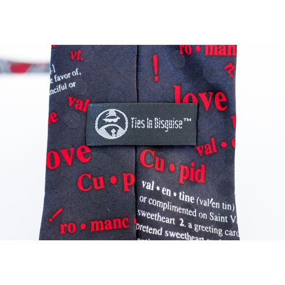 VTG 90s Love Valentines Cupid Dictionary Print Tie Wedding Sweetheart Novelty - Picture 3 of 14